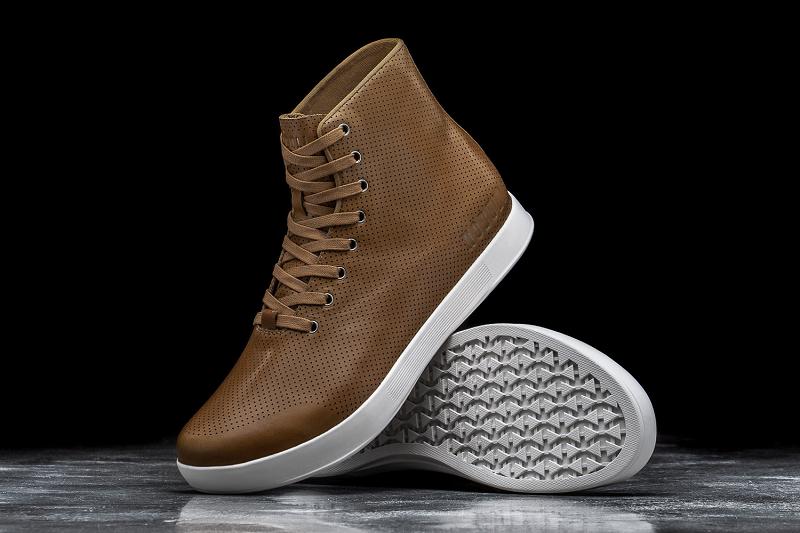 Men's Nobull High-Top Chestnut Leather Trainers Brown | SG J2342P